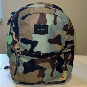 State Bags Kane Kids Double Pocket Backpack Camo 24